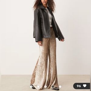 Free People Crinkle Velvet pleated Wide leg trousers 💫
